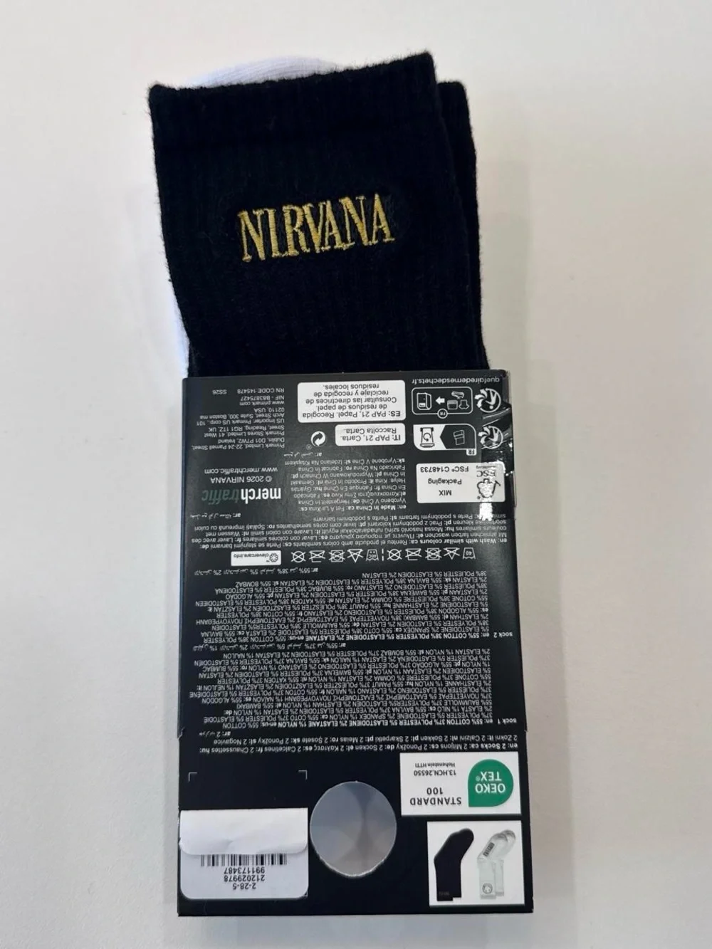 NIRVANA Crew Socks - White & Black (2-Pack)